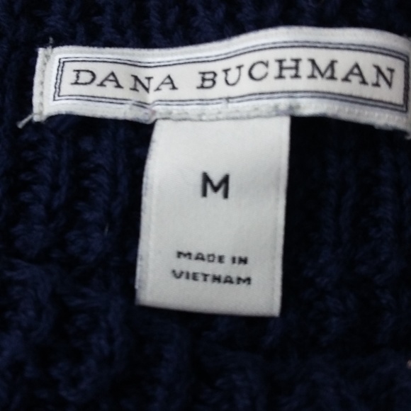 Dana Buchman Navy Stripe Cap Sleeve Fringe Sweater - Picture 4 of 6